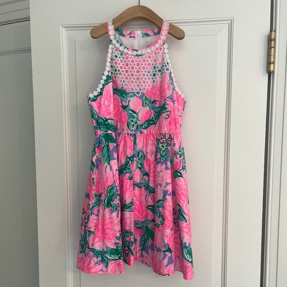 Lilly Pulitzer Pink & Green Floral Dress - Size 10 Girls